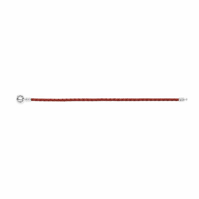 Pandora Red Braided Leather Charm Bracelet Silver Egypt SR4192078